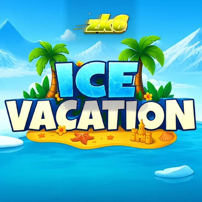 Tampilan visual slot Ice Vacation dengan tema beruang kutub di pantai tropis